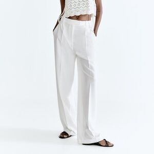 White Pleated Trousers from Zara